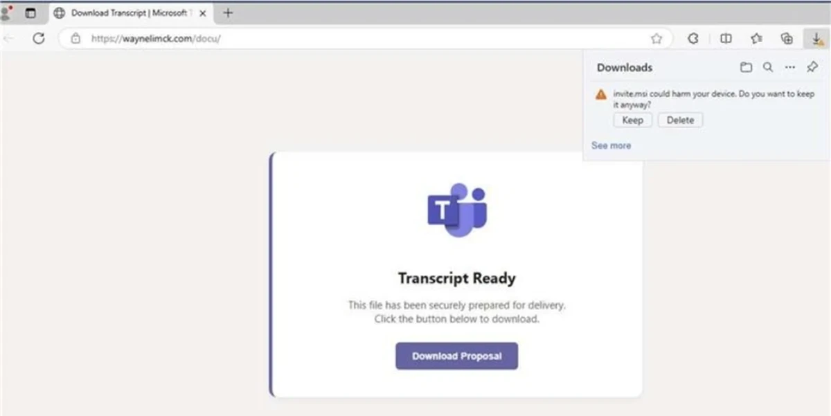 Fausse fenêtre de mise à jour Microsoft Teams — arnaque ClickFix infostealer