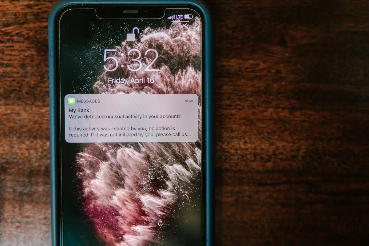 Smishing — arnaque par SMS sur smartphone, faux messages Ameli et La Poste